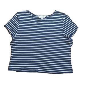PopSugar Blue White Striped Ribbed Crop Top XL